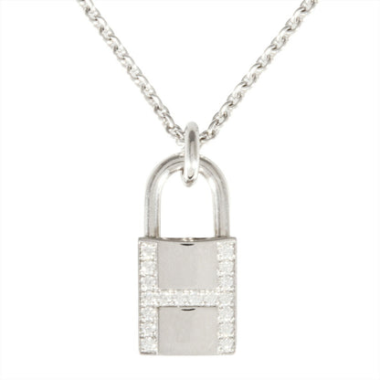 Hermes Herms Amulet Cadena Necklace 18K White Gold 9.4G Diamond