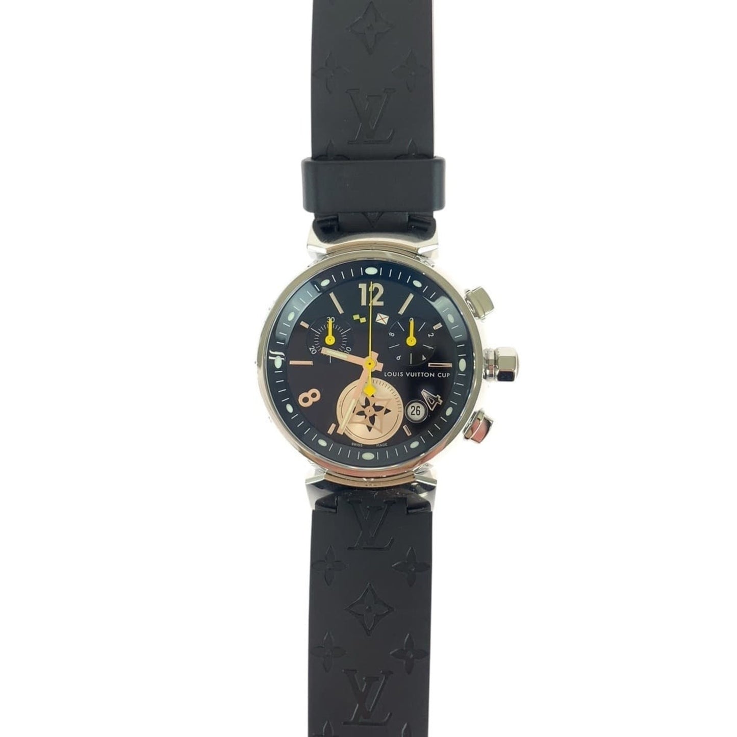 Louis Vuitton Tambour Lovely Cup Black/Silver Stainless Steel/Rubber/Glass Watch Q132G Quartz