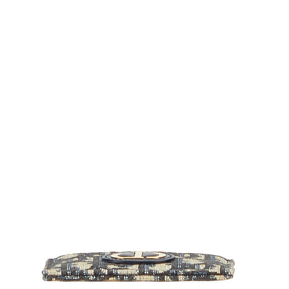 Christian Dior Dior Oblique Jacquard 30 Montaigne Freesia Card Holder/Card Case In Navy/Beige