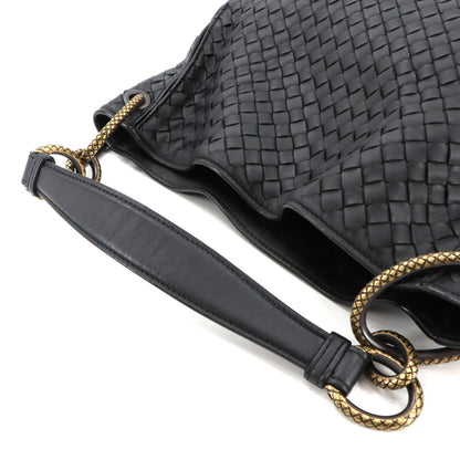 Bottega Veneta Intrecciato Loop Hobo Shoulder Bag In Black Leather