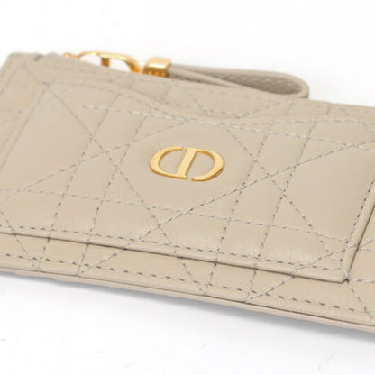 Christian Dior Dior Caro Cosmos Zip Card Holder Case S5131Uwhc_M116 Cannage Calfskin Beige K-157764