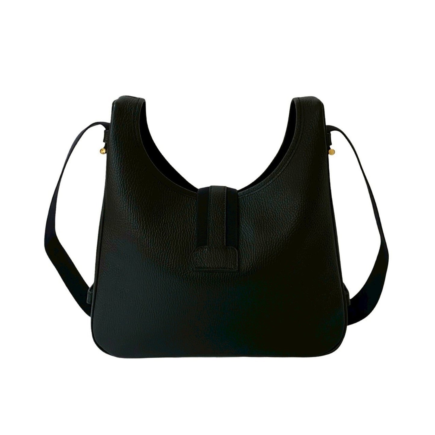 Hermes Saco Leather Canvas Shoulder Bag
