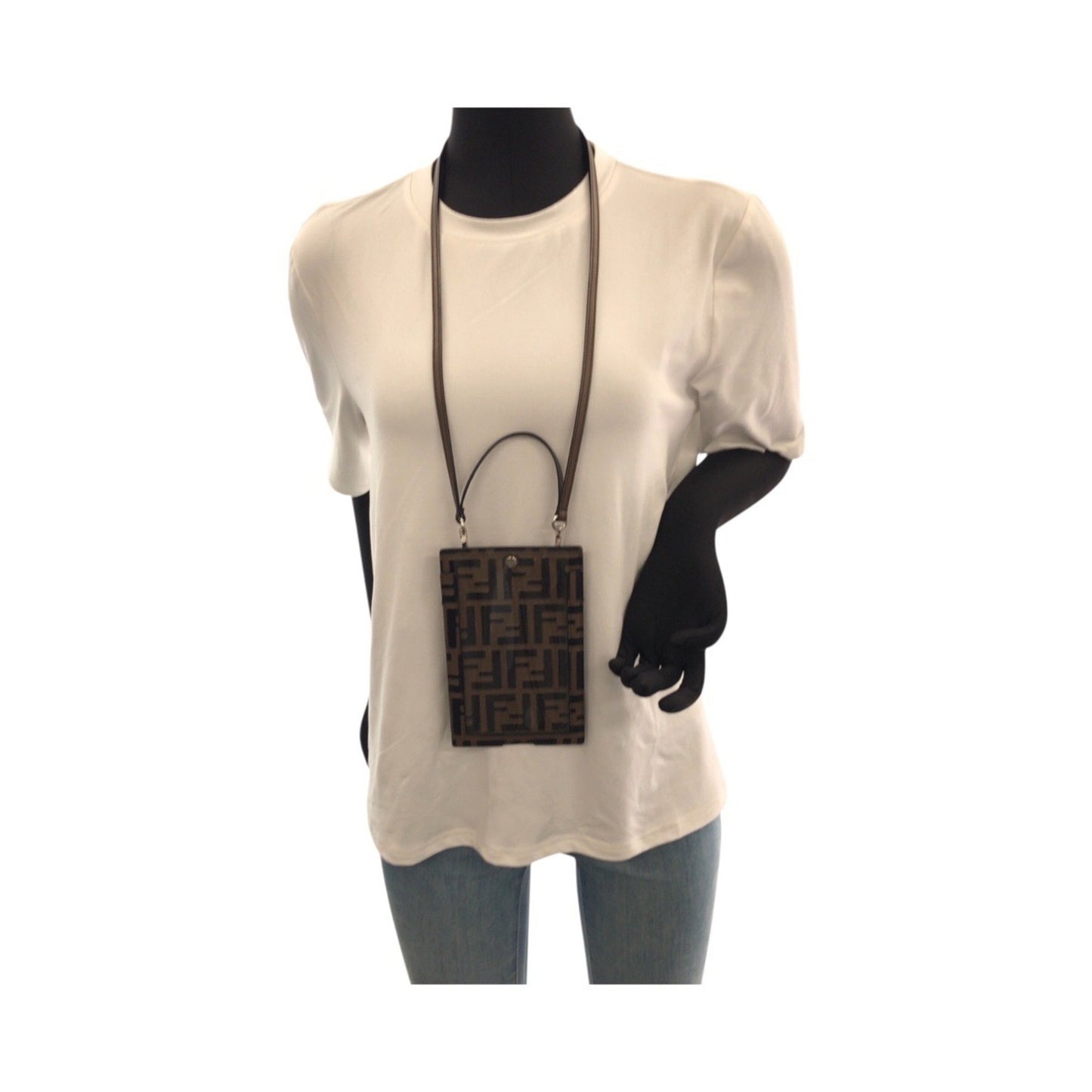 Fendi Zucca Pattern Brown Leather With Silver Hardware