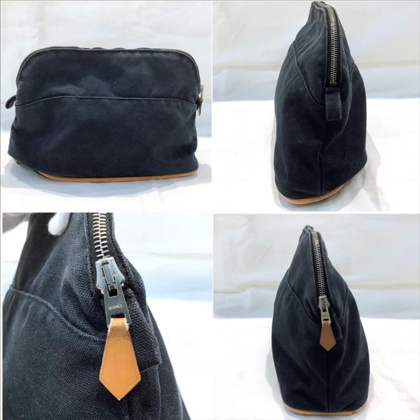 Hermes Herms Bolide Pouch Gm Black Canvas Kb-9530