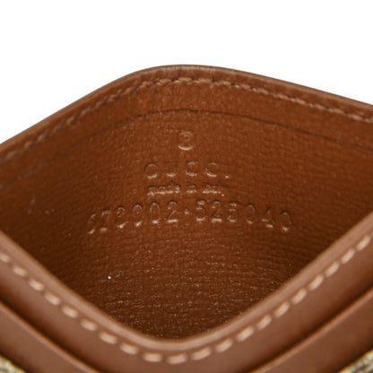 Gucci Gg Supreme Business Card Case 673002 Beige Brown Leather