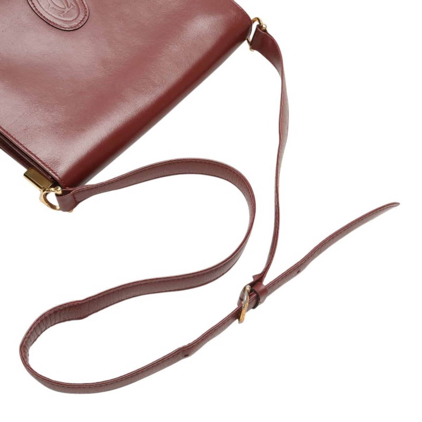 Cartier Must Line Shoulder Bag Wine Red Bordeaux Leather