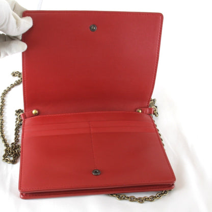 Bottega Veneta Intrecciato Chain Wallet 508752 Shoulder Bag Leather Red