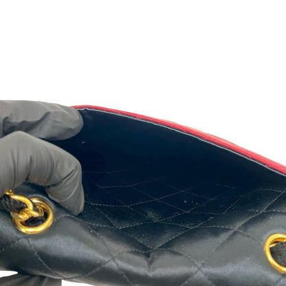 Chanel Vintage Matelasse Coco Mark Satin Chain Shoulder Bag In Black