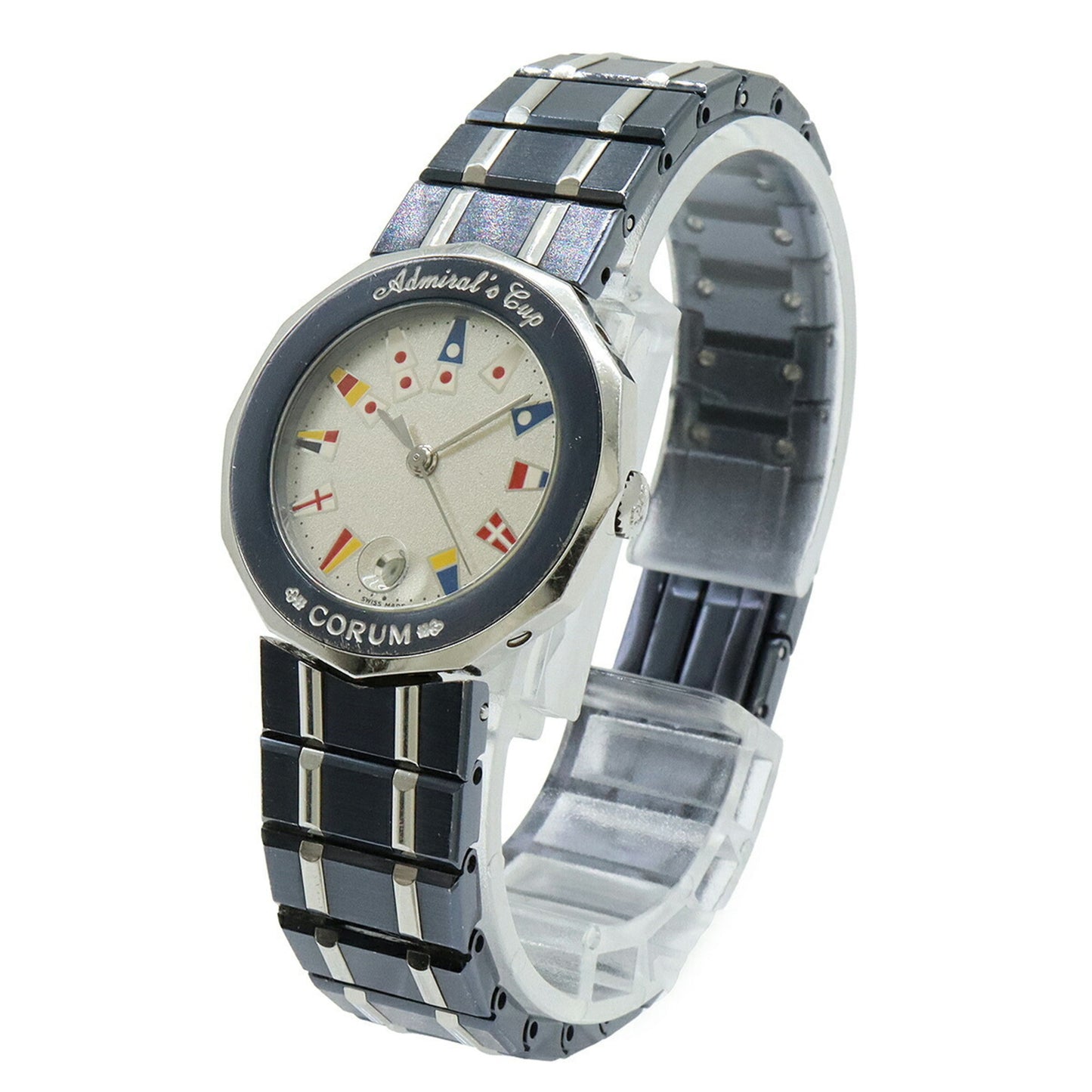Corum Admiral'S Cup Gun Blue With Silver Dial And Stainless Steel Date Display
