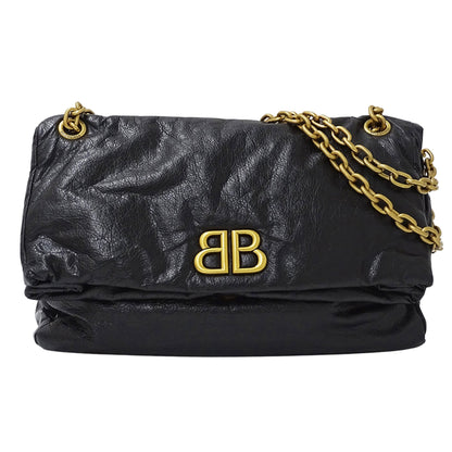 Balenciaga Monaco Medium Shoulder Bag In Black Leather (765945)