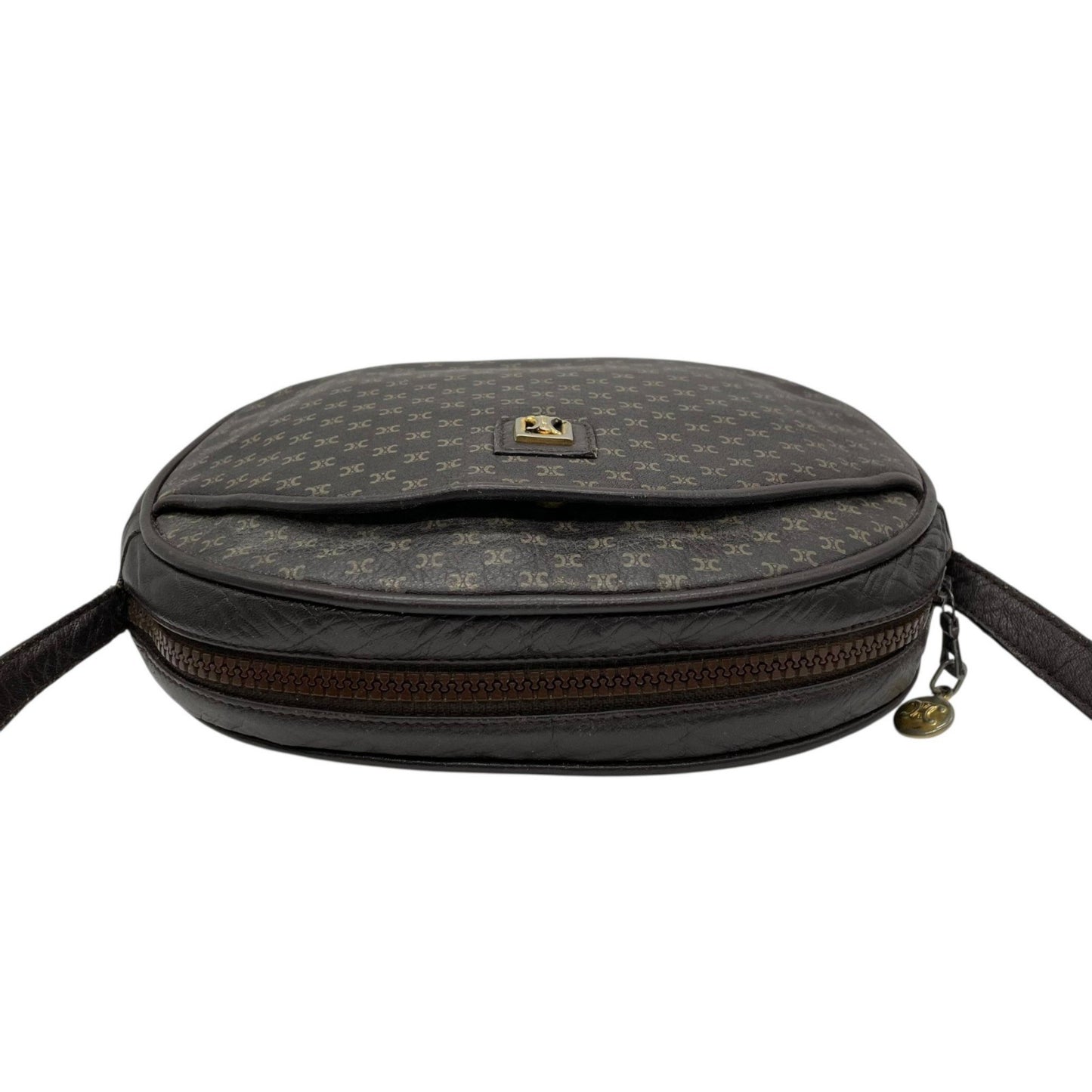 Celine Old Celine Macadam Triomphe Shoulder Bag In Brown Leather With Gold Hardware