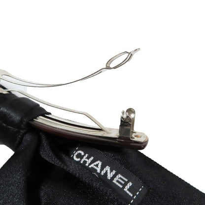 Chanel Satin Ribbon Barrette Accessories Hair Clips Hairpins Black