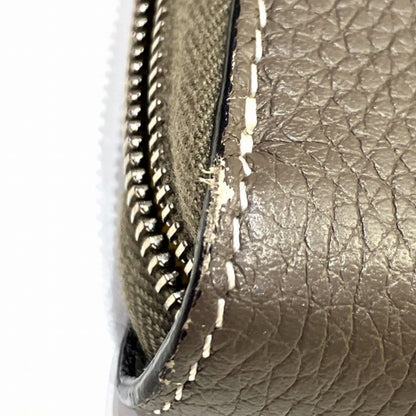 Celine Leather Dark Grey Round Long Wallet
