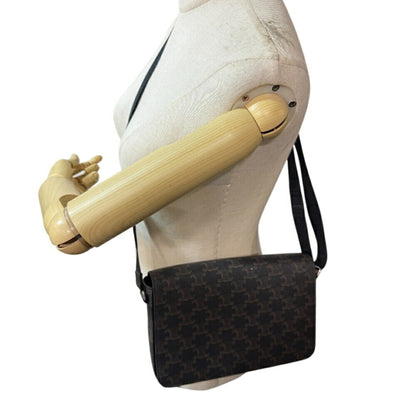 Celine Flap Triomphe Shoulder Bag Brown