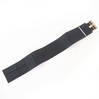 Christian Dior D-Waist Maxi Double Gold Buckle Leather Belt In Black With Hardware