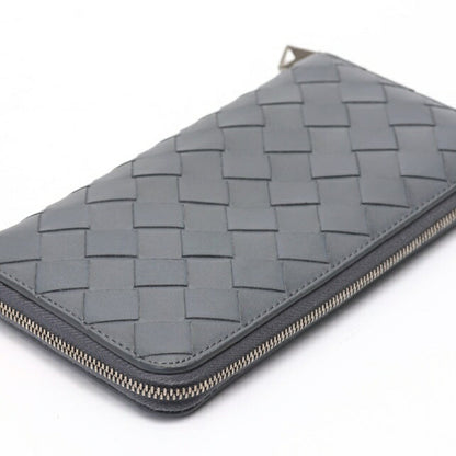 Bottega Veneta Intrecciato Zip Around Wallet Round 749427 Leather Gray K-157902