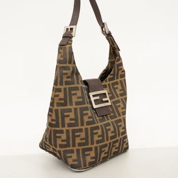 Fendi Zucca Nylon Canvas Handbag In Brown