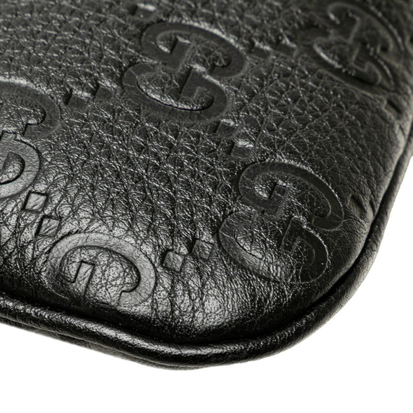 Gucci Gg Emblem Medium Chain Handbag/Shoulder Bag 2Way 815277 Black Leather