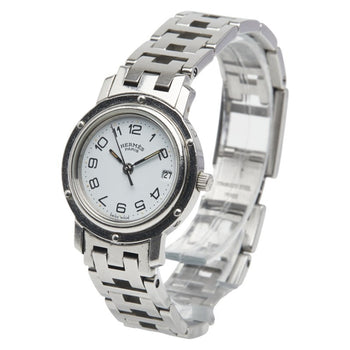Herms Clipper Watch Cl4.210 Quartz White Dial Stainless Steel