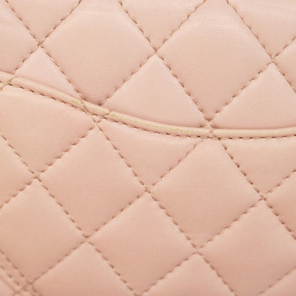 Chanel Shoulder Bag Matelasse W Chain Lambskin Pink Champagne