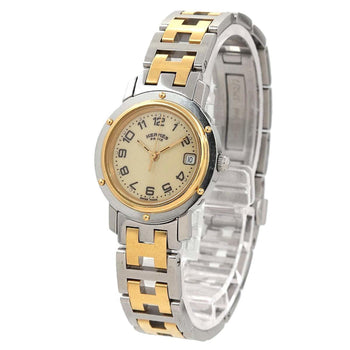 Herms Clipper Cl4 220 Women'S Ivory Quartz Watch With Date Display