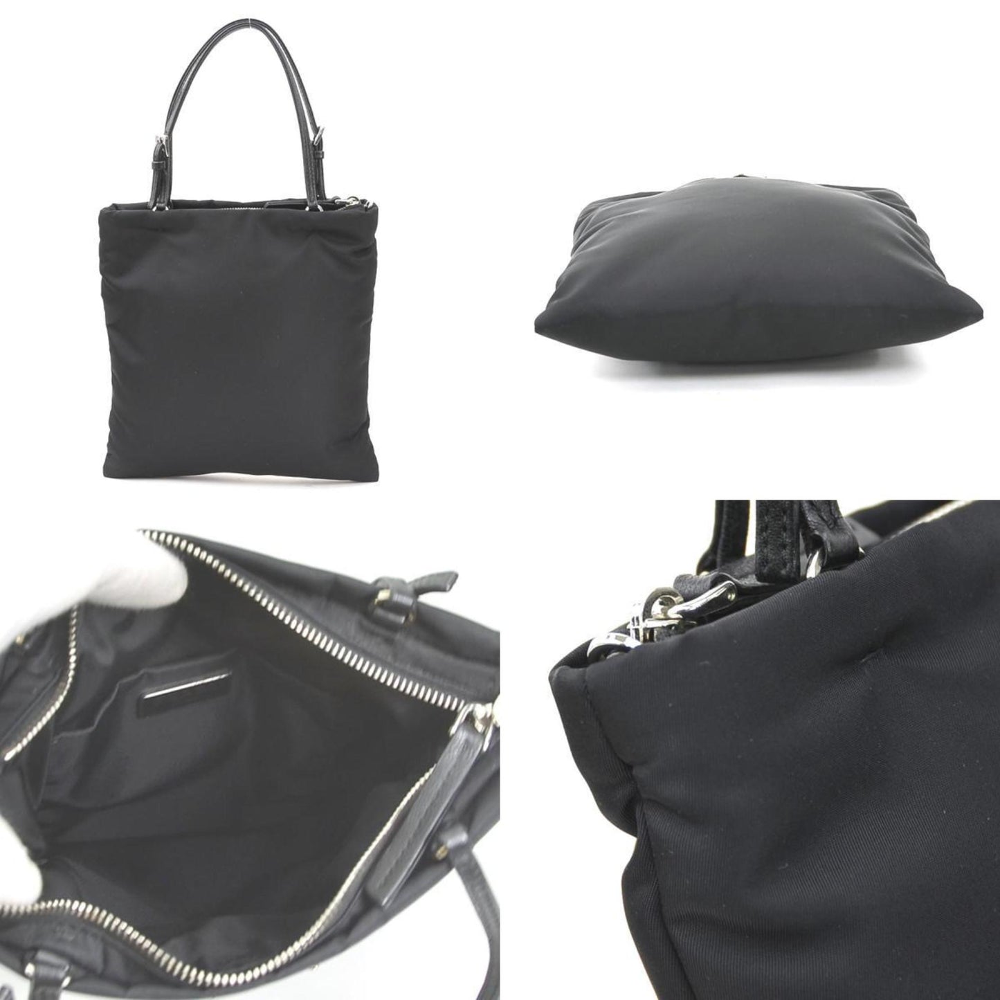 Prada Prada Handbag Shoulder Bag Nylon Leather Black Silver