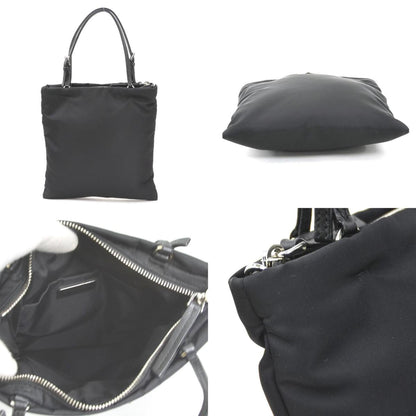 Prada Prada Handbag Shoulder Bag Nylon Leather Black Silver