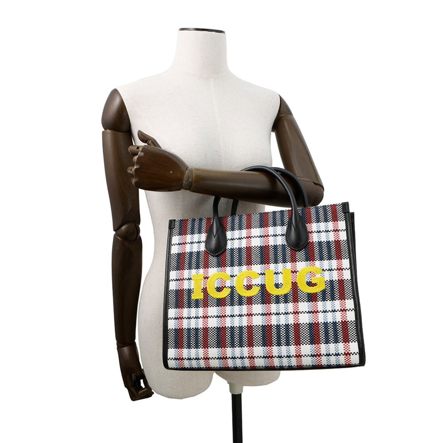 Gucci Embroidered Check Tote Bag