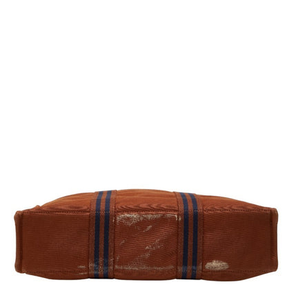 Herms Foule Tote Mm Bag Brown Navy Canvas