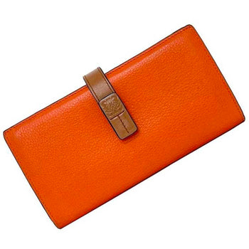 Loewe Bi-Fold Long Wallet Vertical Large F-21349 Orange Brown Anagram C660S40X01 Leather 061852