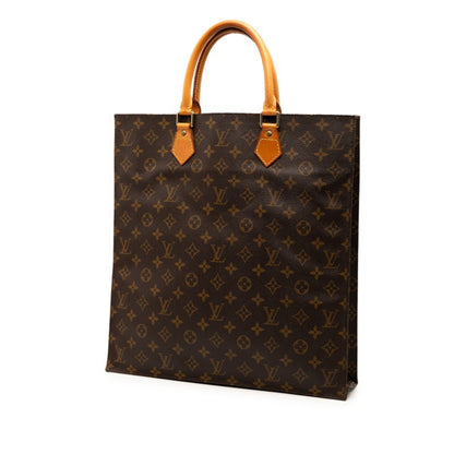 Louis Vuitton Monogram Sac Plat Handbag Tote Bag M51140 Brown Leather