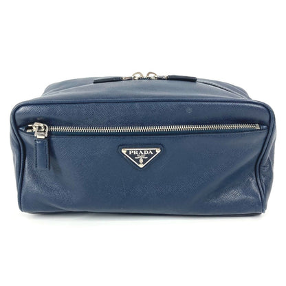 Prada Prada Triangle Logo Plate Bag Second Clutch Saffiano Leather