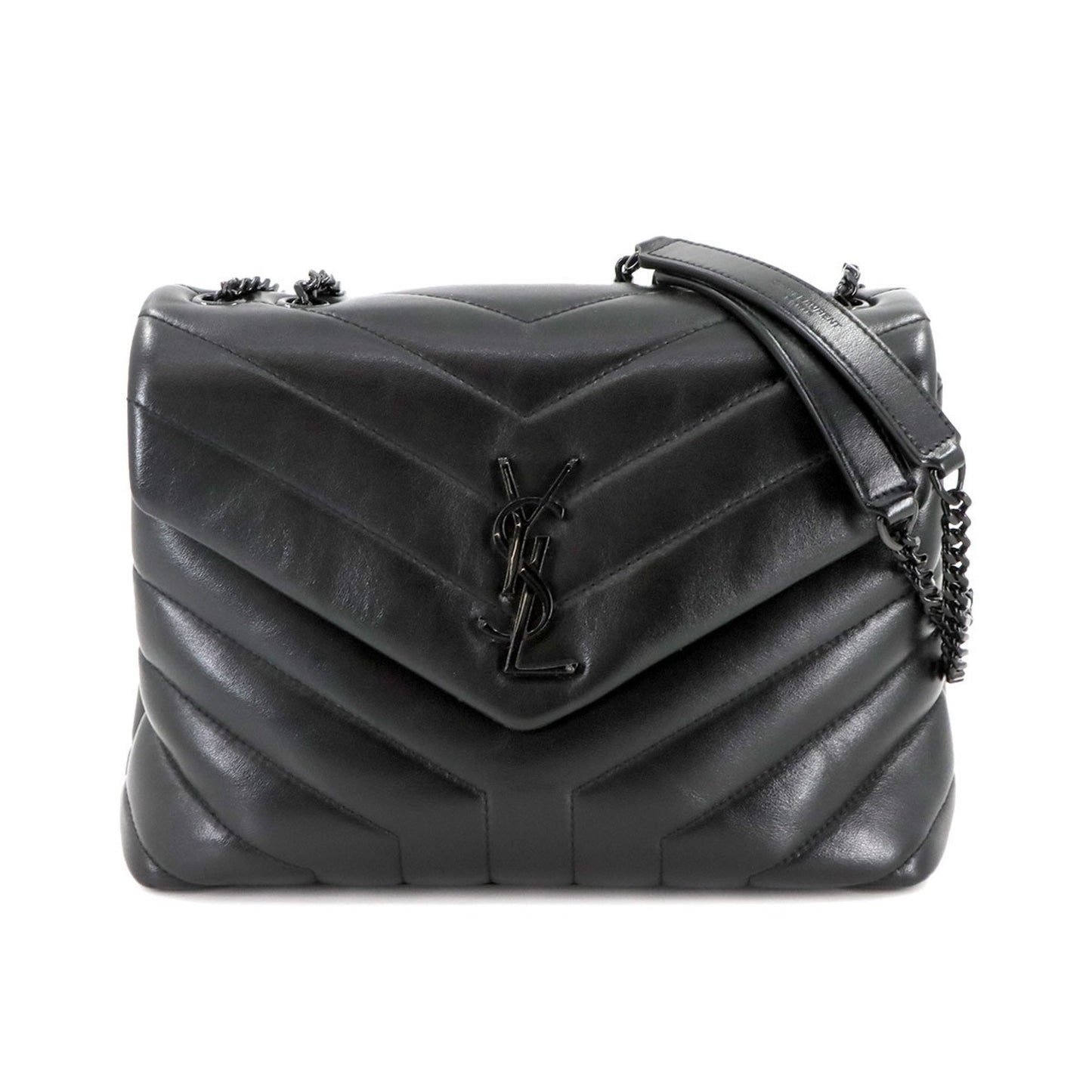 Saint Laurent Loulou Small Chain Shoulder Bag In Black Leather