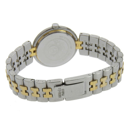 Hermes Hermes Profile Date Watch Stainless Steel X Gold Plated Quartz Analog Display White Dial