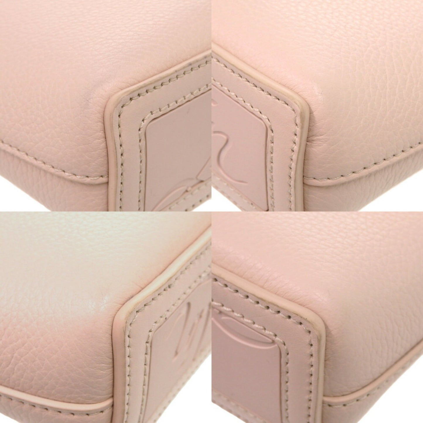 Like New Christian Louboutin Painted Cabata Mini Calfskin Leather Tote Bag In Pink Beige