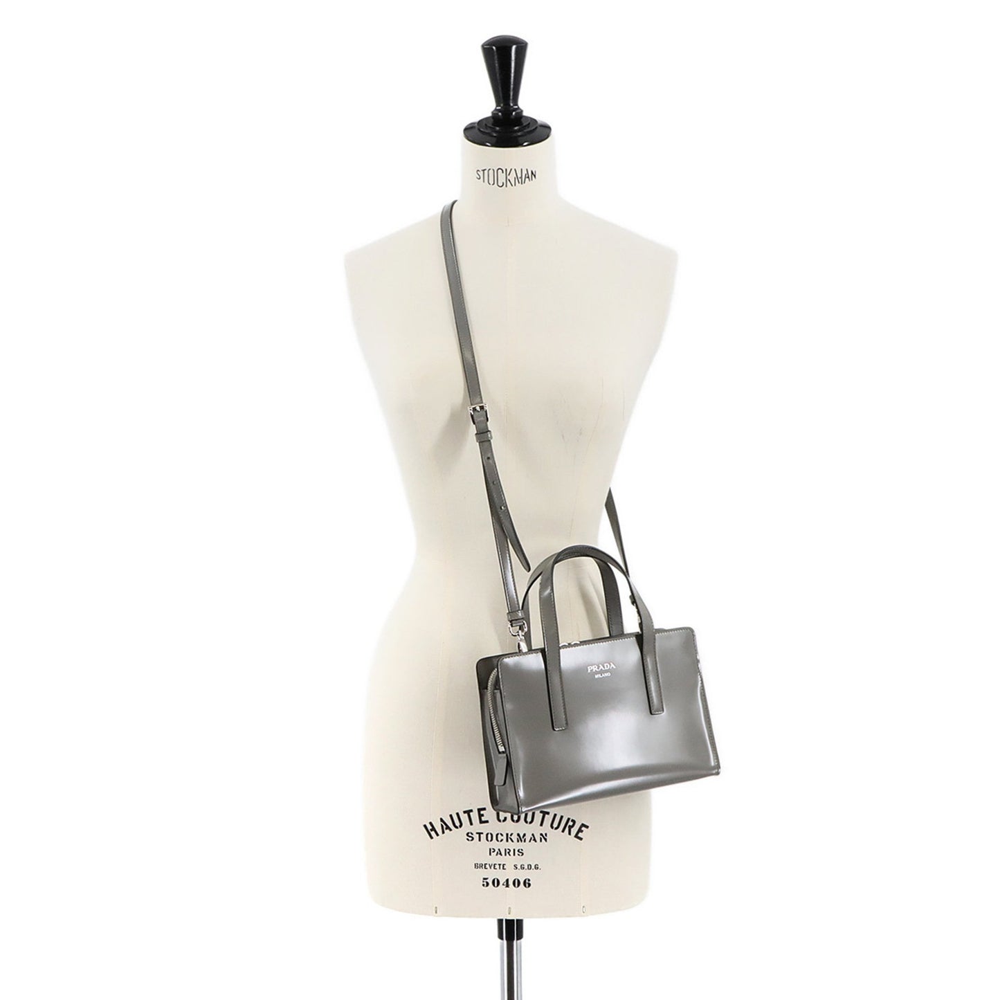 Prada Re-Edition 1995 2-Way Hand Shoulder Bag In Gray Leather