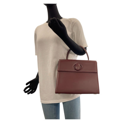 Cartier Must Line Wine Red Bordeaux Gold Hardware Leather Handbag