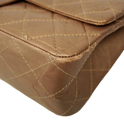 Chanel Shoulder Bag 2.55 Matelasse Double Flap Chain Lambskin Brown Gold