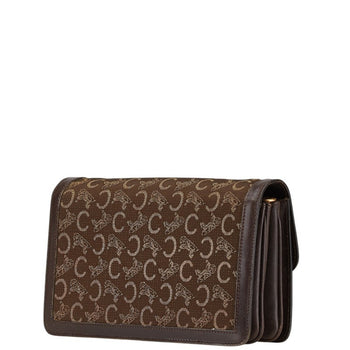 Celine C Macadam Carriage Hardware Clutch Bag In Brown Canvas