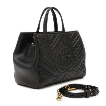 Gucci Gg Marmont Quilted 2Way Bag Handbag Black 448054 Bp