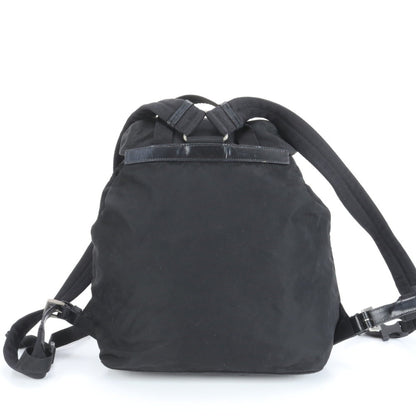 Prada Tessuto Nylon Backpack With Triangle Logo And Leather Plaque