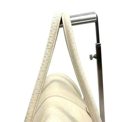 Salvatore Ferragamo Gancini Leather Tote Bag In White With Gold Hardware