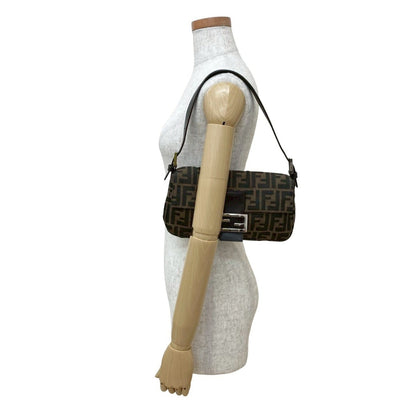 Fendi Mamma Bucket Zucca Ff Pattern Leather Canvas Semi-One Shoulder Bag Brown 20265