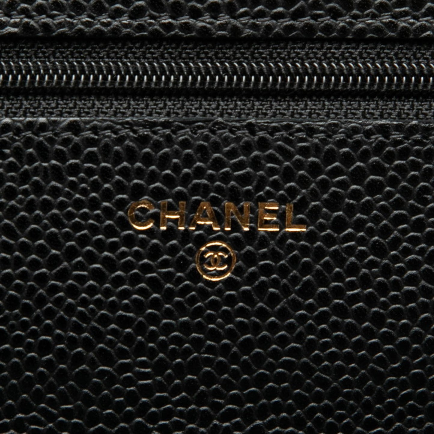Chanel Matelasse Coco Mark Chain Shoulder Bag/Wallet Bag A33814 Black Caviar Skin