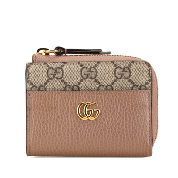 Gucci Gg Marmont L-Shaped Bi-Fold Wallet 658609 Beige Pvc Leather