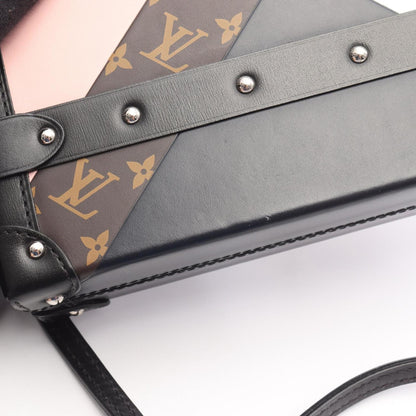 Louis Vuitton Petite Malle Shoulder Bag In Leather And Coated Canvas With Monogram Design
