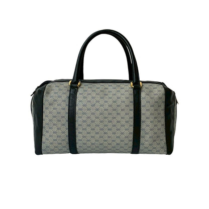 Gucci Old Gucci Micro Gg Logo Hardware Leather Handbag Mini Boston Bag Navy 18663