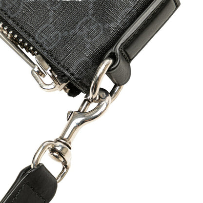 Gucci Gg Supreme Sherry Line Crossbody Shoulder Bag 474139 Black Leather