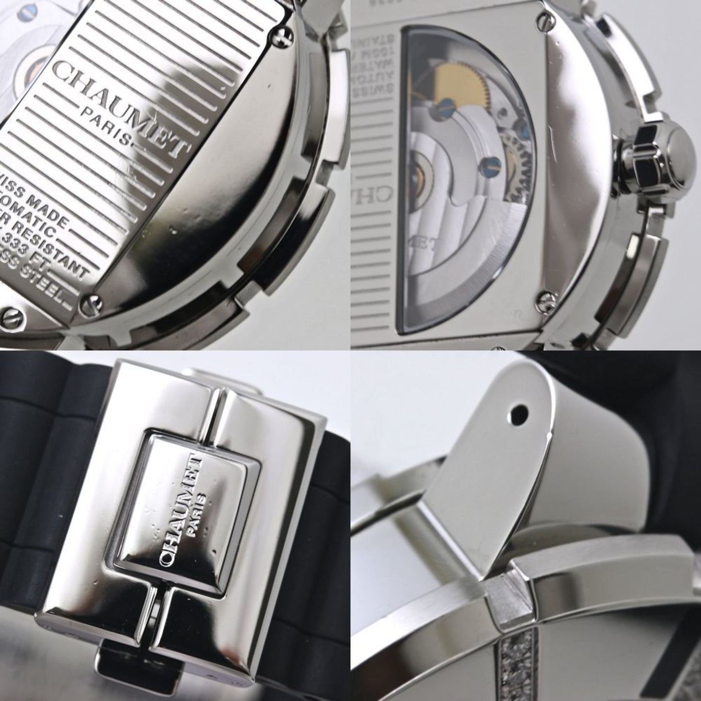 Chaumet Class One Sm W17288-38E Men'S Stainless Steel And Rubber Watch With 8 Diamond Indices Bezel