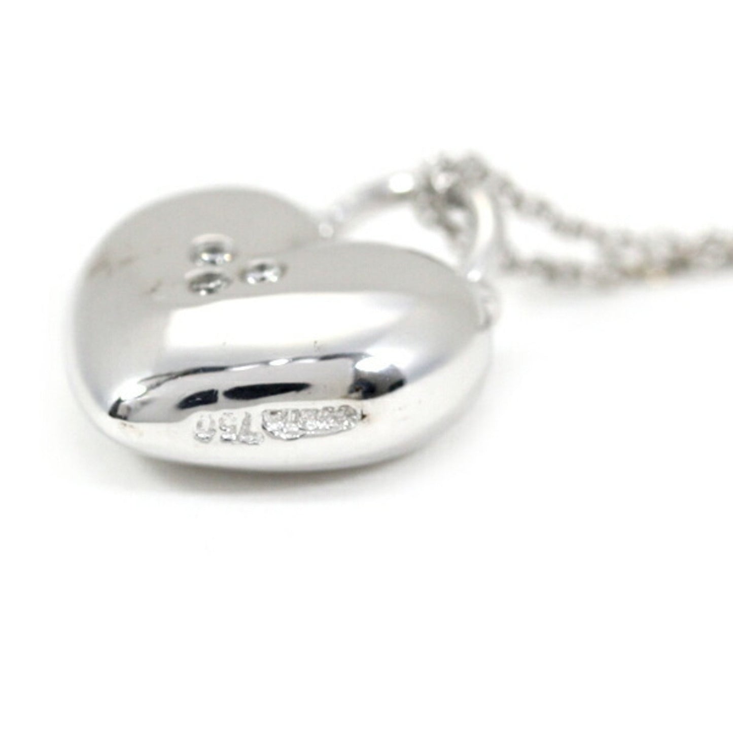 Tiffany Necklace Sentimental Heart 3P Diamond K18 Wg 750 Pendant White Gold